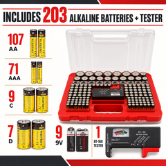 BRS Emergency Battery Kit: 203 Alkaline Batteries + Tester-2