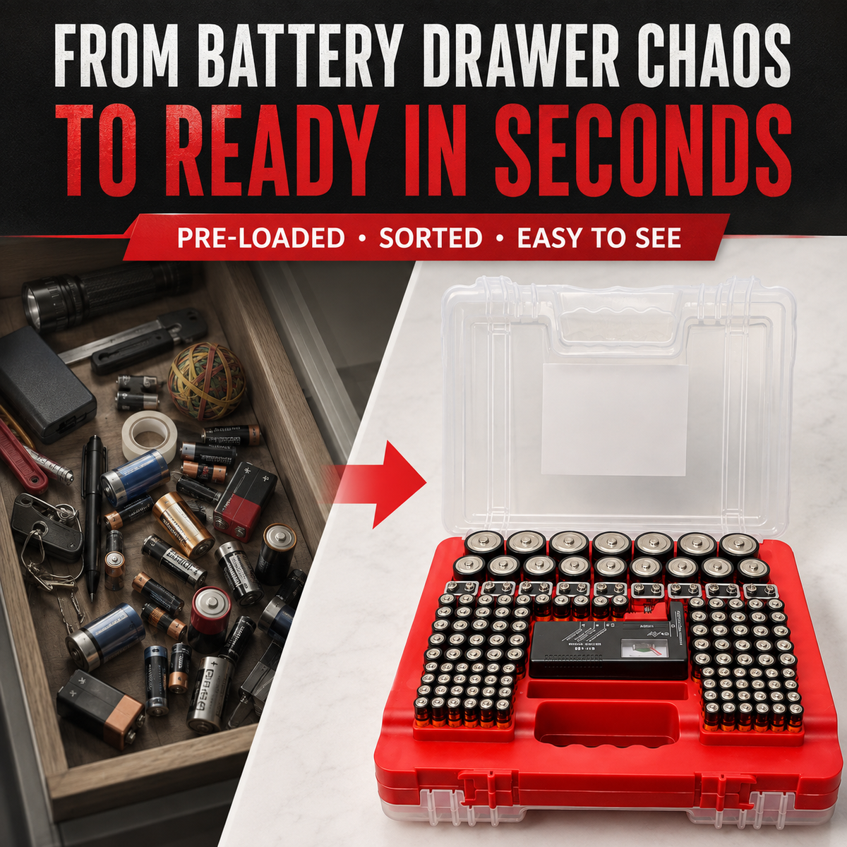 BRS Emergency Battery Kit: 203 Alkaline Batteries + Tester-4