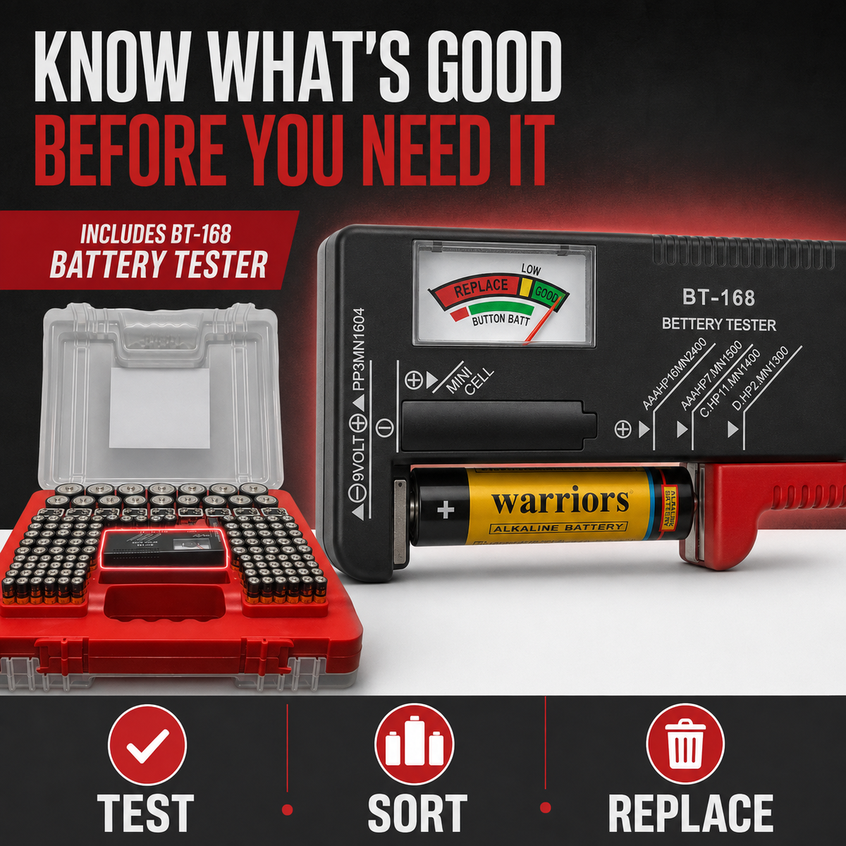 BRS Emergency Battery Kit: 203 Alkaline Batteries + Tester-6