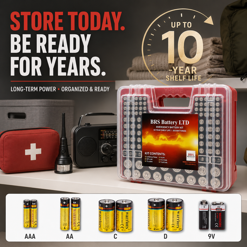BRS Emergency Battery Kit: 203 Alkaline Batteries + Tester-7