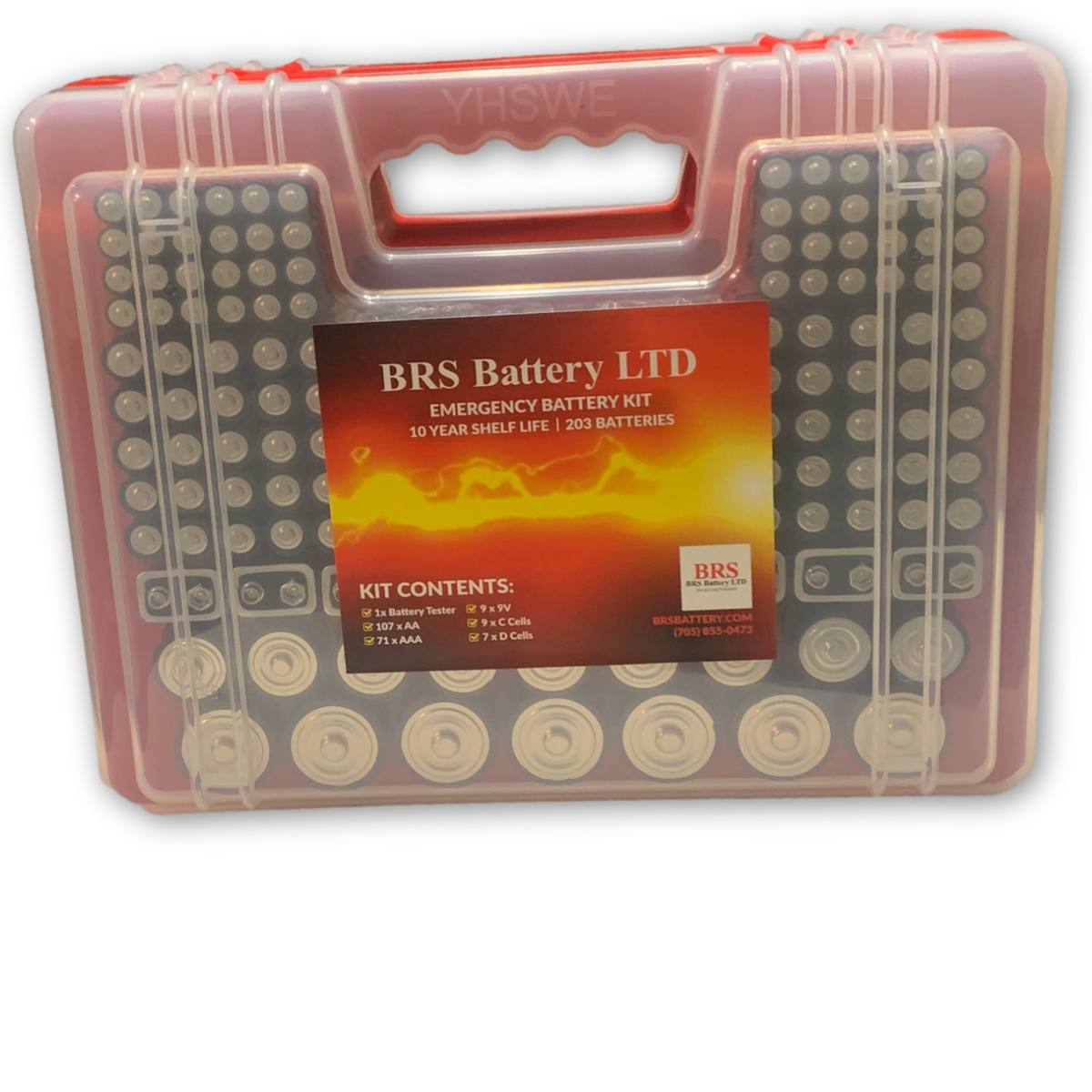 BRS Emergency Battery Kit: 203 Alkaline Batteries + Tester-10