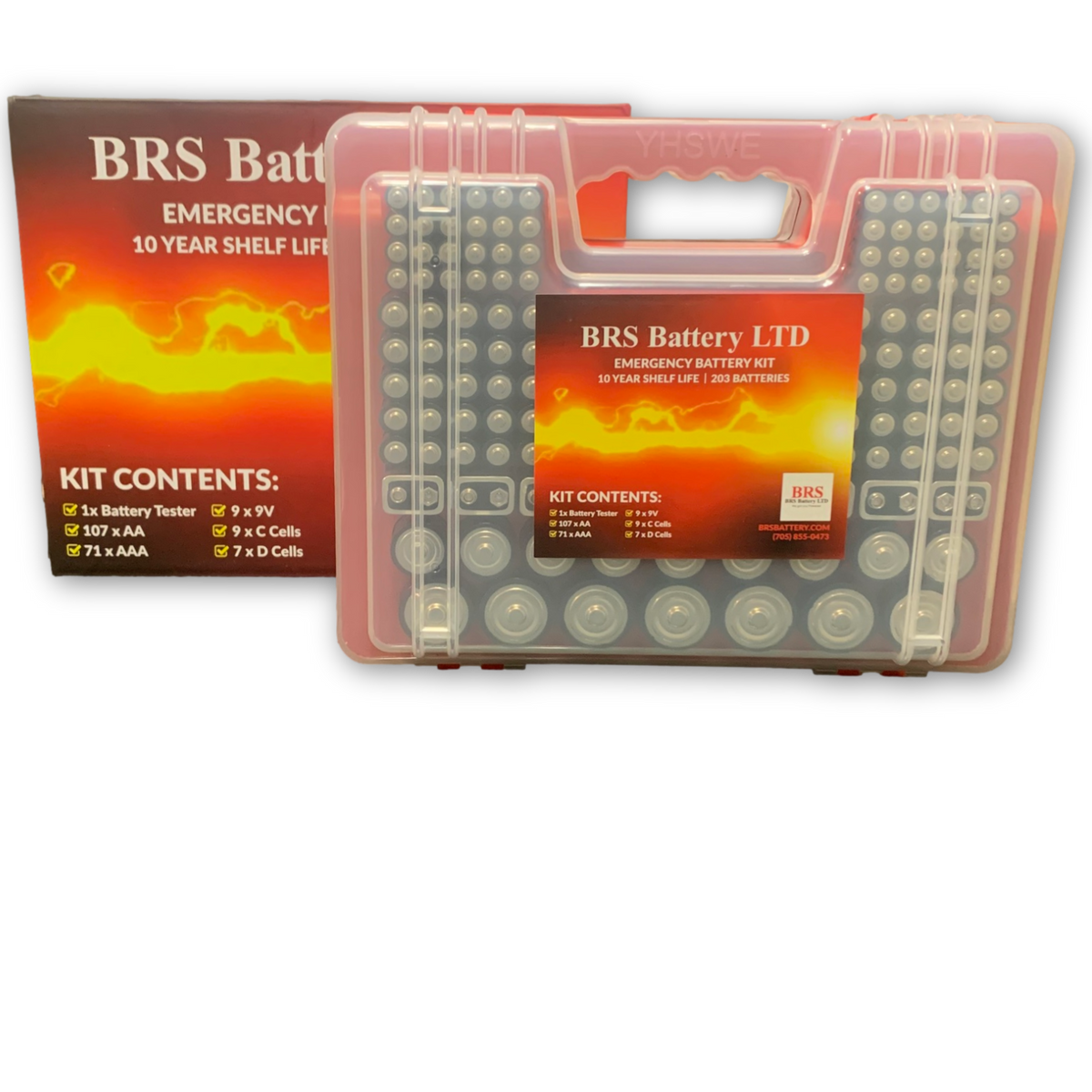 BRS Emergency Battery Kit: 203 Alkaline Batteries + Tester-16
