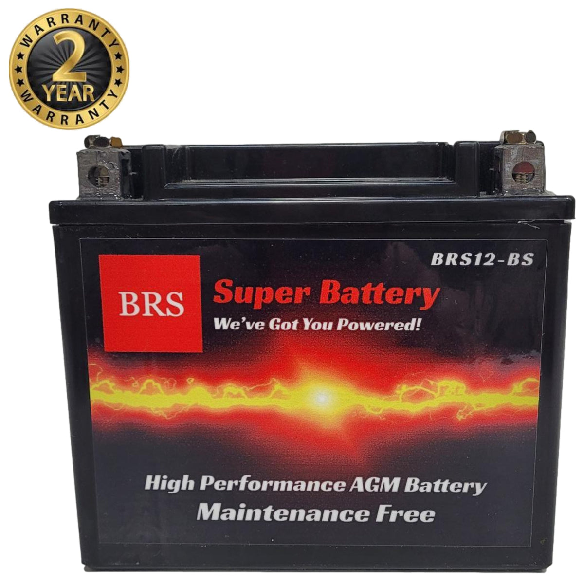 Super Charged BRS12-BS 12v Sealed AGM PowerSport 2 Year Warranty-1