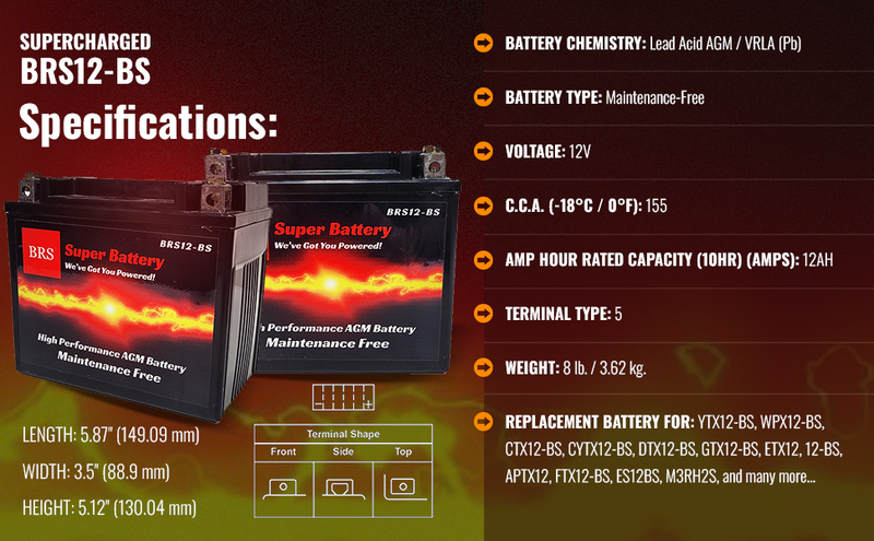 BRS12-BS 30 Day Warranty Battery & Smart Charger / Maintainer Combo Bundle Kit-21