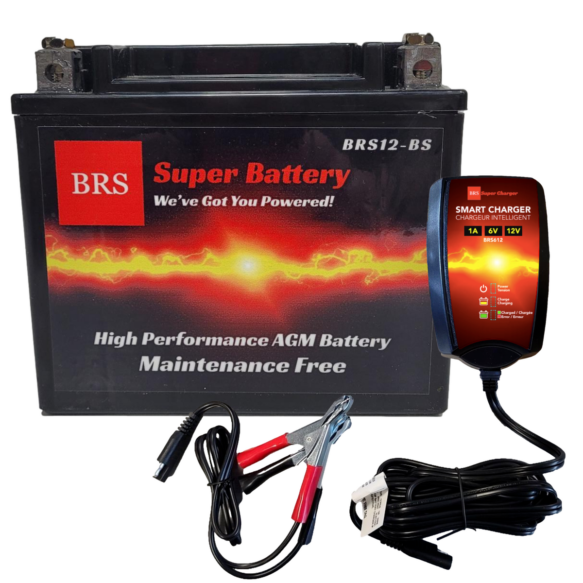 BRS12-BS 30 Day Warranty Battery & Smart Charger / Maintainer Combo Bundle Kit-1