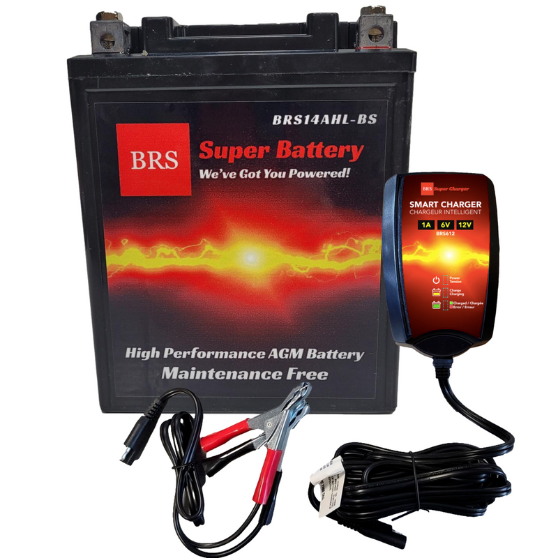 BRS14AHL-BS 30 Day Warranty Battery & Smart Charger / Maintainer Combo Bundle Kit-1