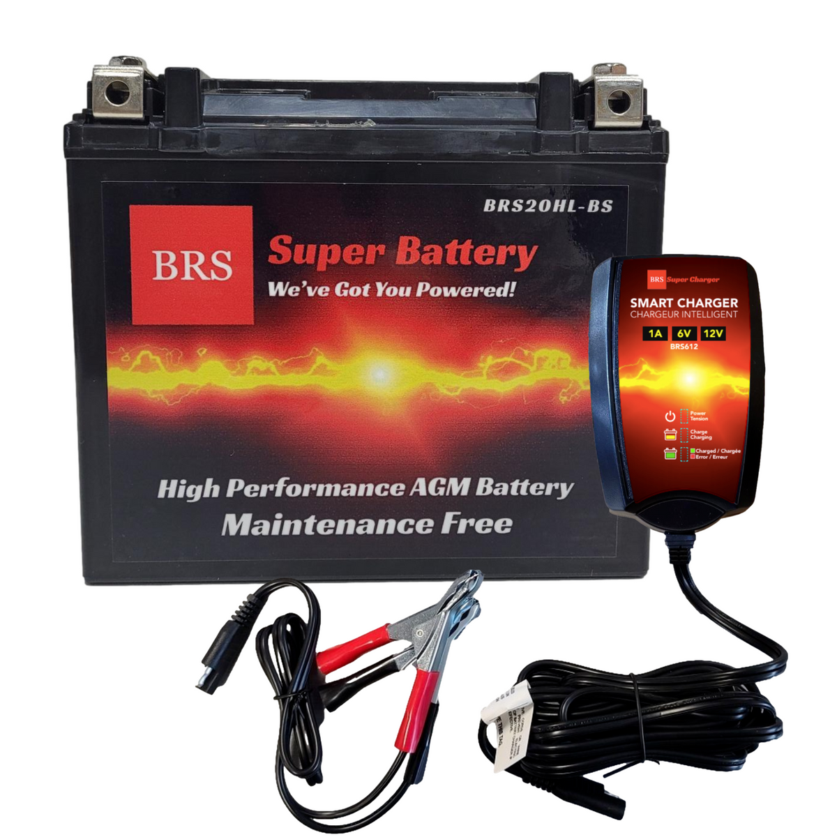 BRS20HL-BS 30 Day Warranty Battery & Smart Charger / Maintainer Combo Bundle Kit-1