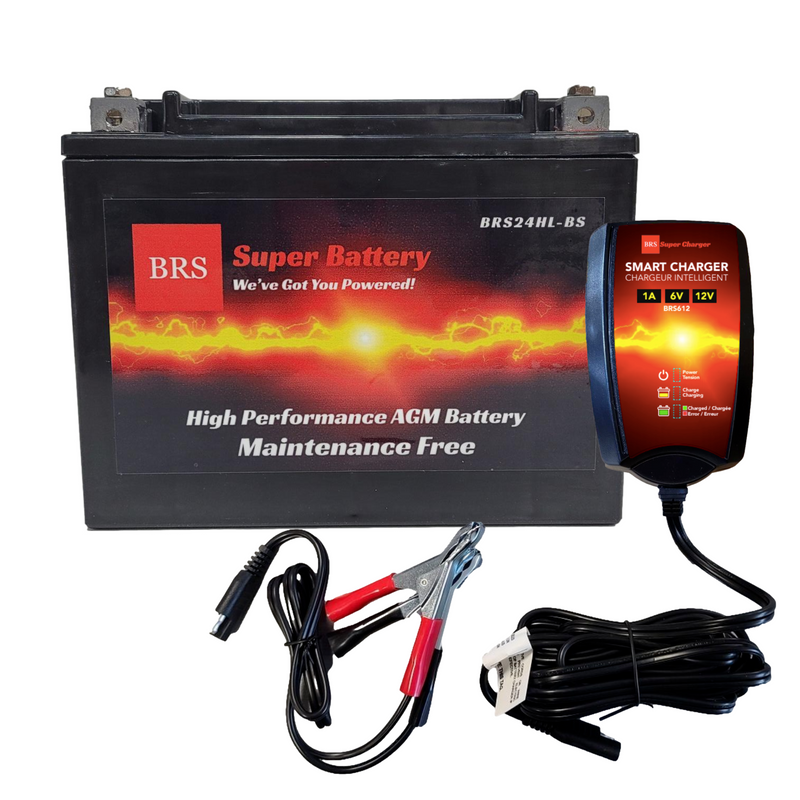 BRS24HL-BS 30 Day Warranty Battery & Smart Charger / Maintainer Combo Bundle Kit-1