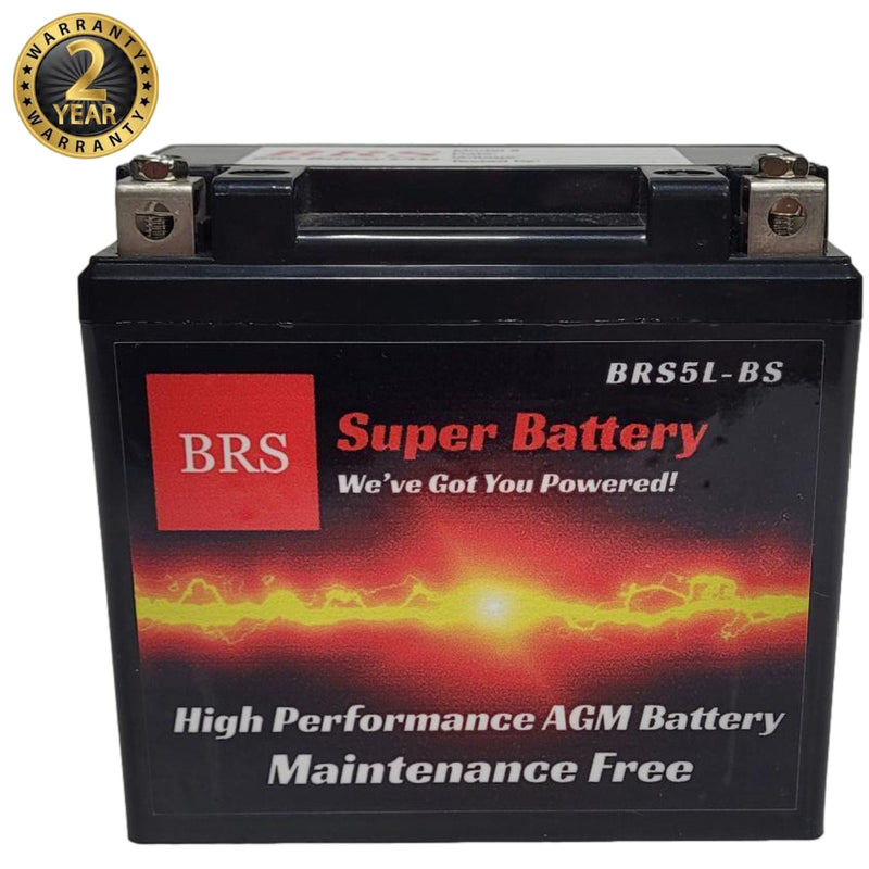 High Performance BRS5L-BS 12v Sealed AGM PowerSport 2 Year Warranty-1