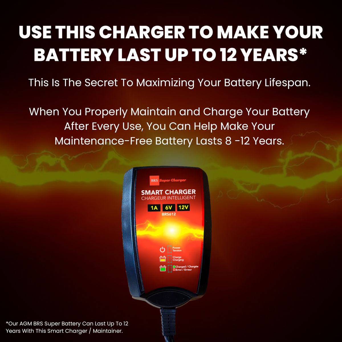 BRS Super Charger BRS612 - 6V/12V Trickle Charger - Battery Maintainer & Rejuvenator-9