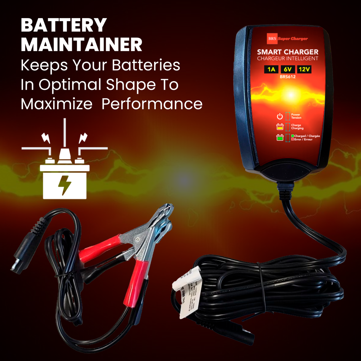 BRS Super Charger BRS612 - 6V/12V Trickle Charger - Battery Maintainer & Rejuvenator-6