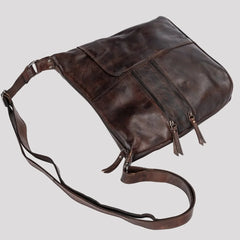 Greenwood Leather Shoulder Bag with 2 Zip Pockets-6