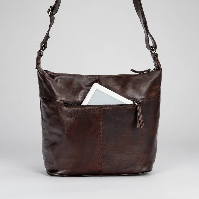 Greenwood Leather Shoulder Bag with 2 Zip Pockets-3