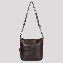 Greenwood Leather Shoulder Bag with 2 Zip Pockets-2