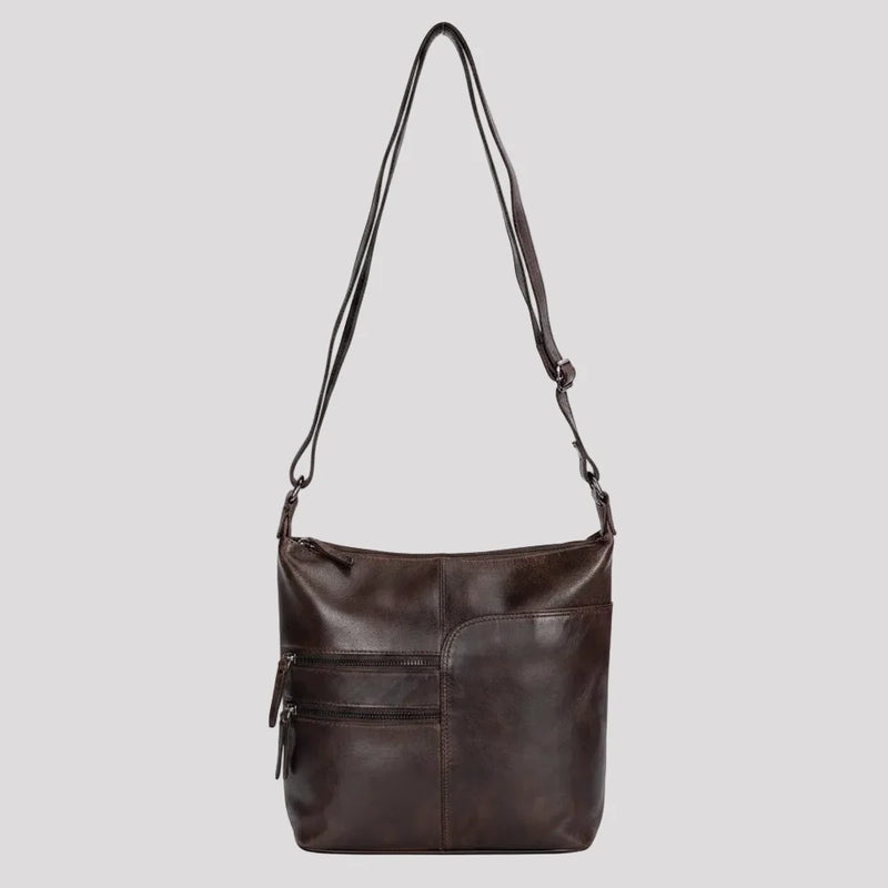 Greenwood Leather Shoulder Bag with 2 Zip Pockets-2