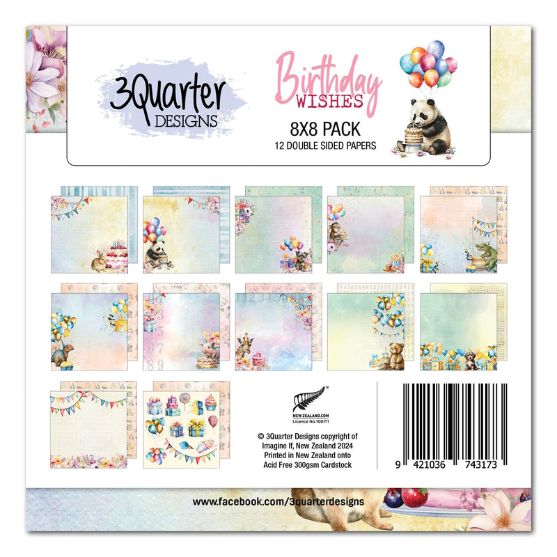3Quarter Designs Birthday Wishes 8x8 Paper Pack-1