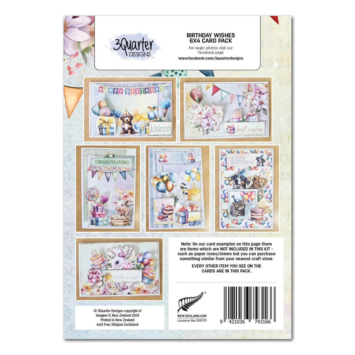 3Quarter Designs Birthday Wishes 6x4 Card Pack-2