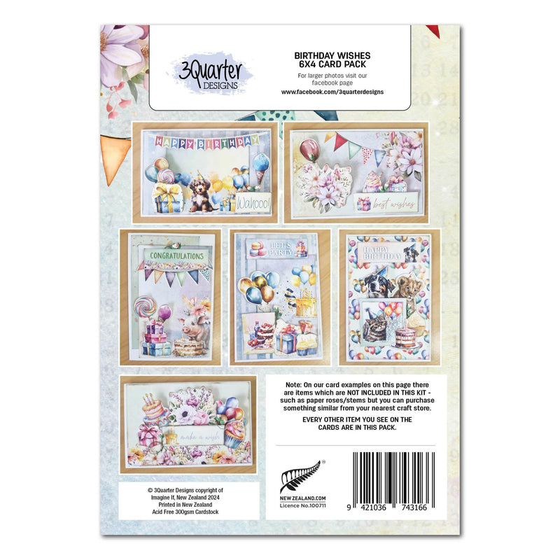 3Quarter Designs Birthday Wishes 6x4 Card Pack-2