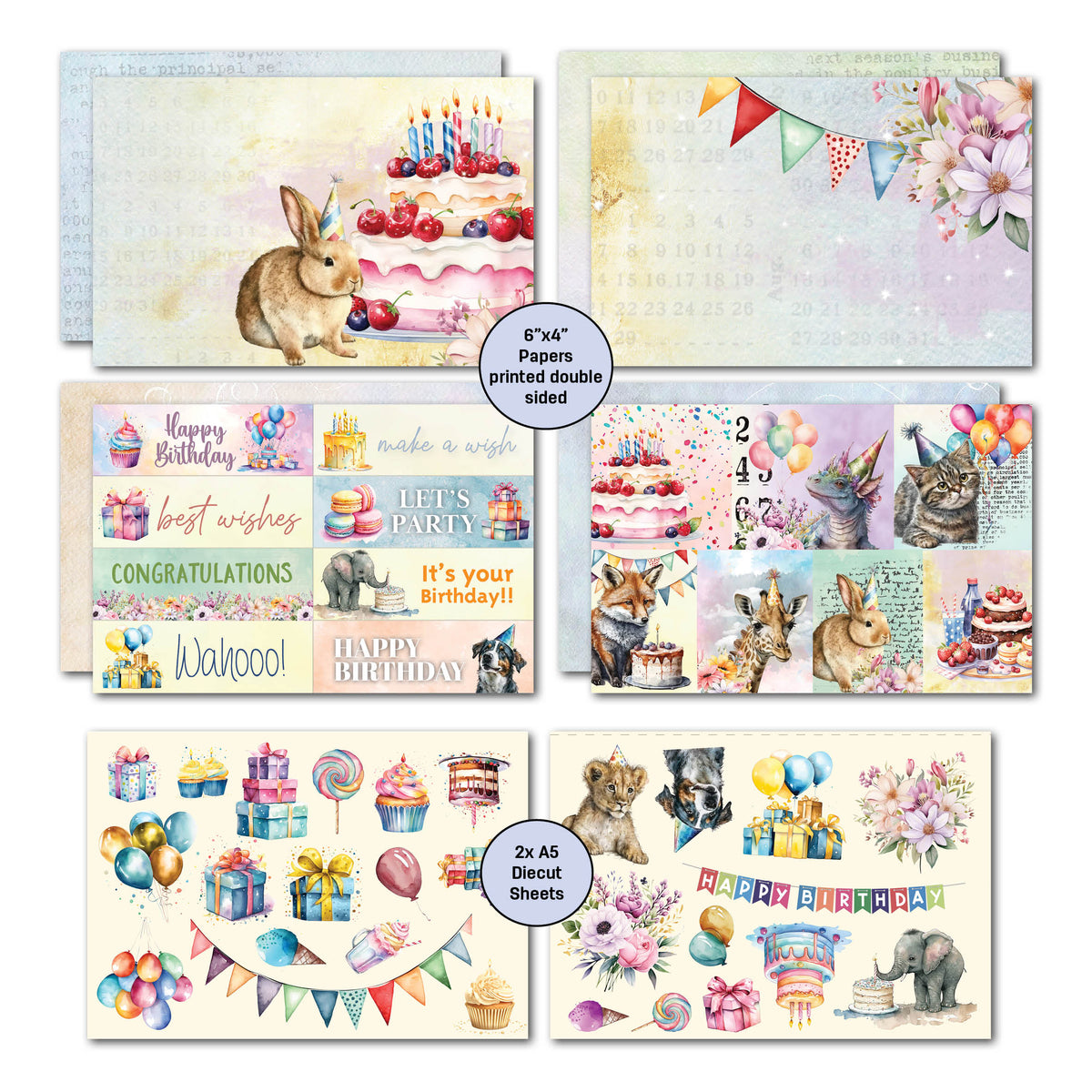 3Quarter Designs Birthday Wishes 6x4 Card Pack-5