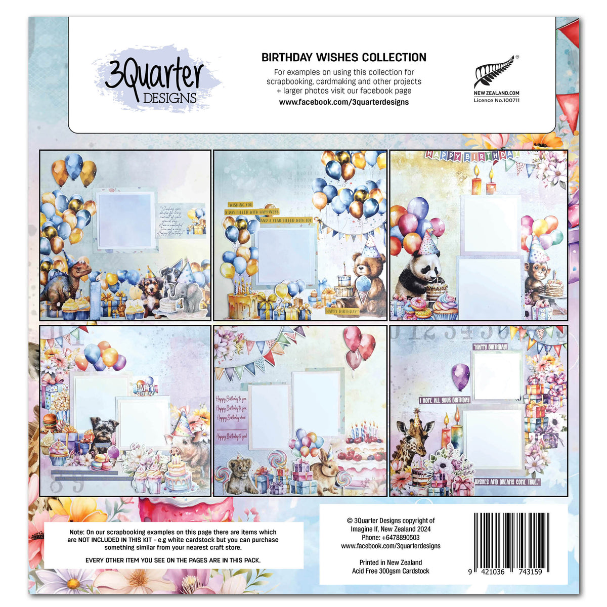 3Quarter Designs Birthday Wishes 12x12 Design Paper & Diecuts Set-2