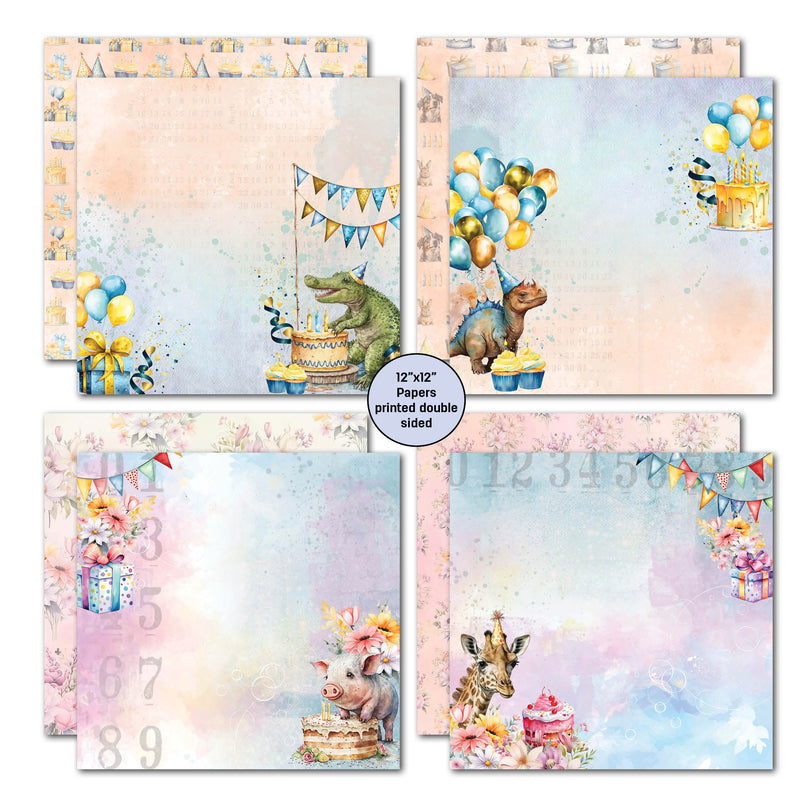 3Quarter Designs Birthday Wishes 12x12 Design Paper & Diecuts Set-4