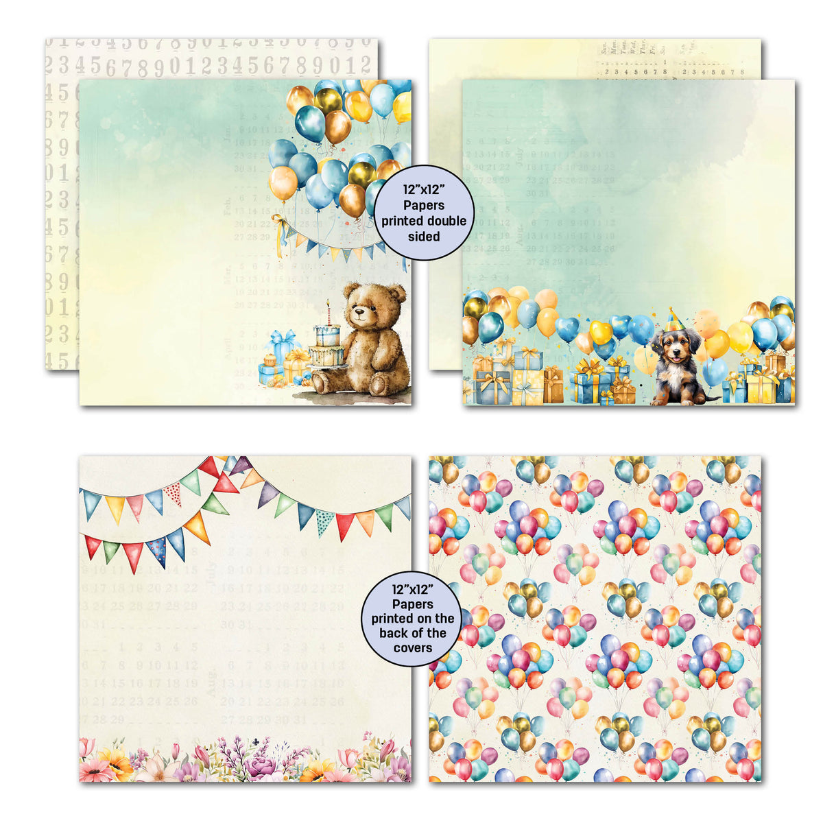3Quarter Designs Birthday Wishes 12x12 Design Paper & Diecuts Set-5