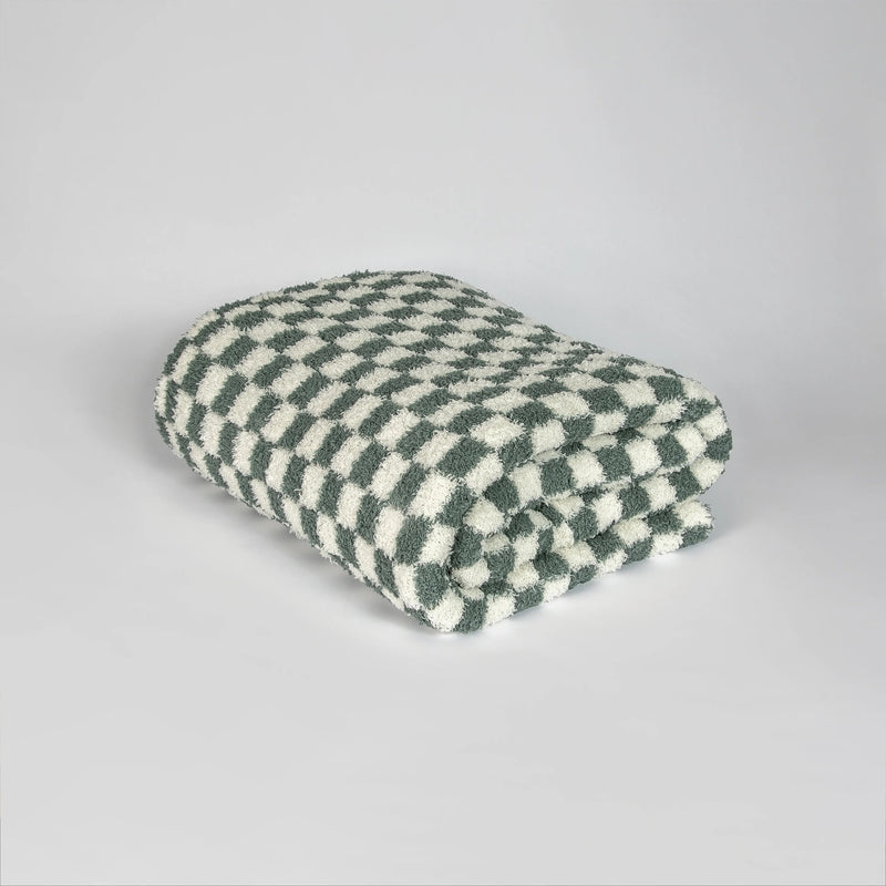 Baby's Breath & Forest Green Check Print Throw-5