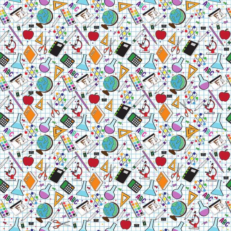 Craft HTV  Back to School - School Supplies Printed on Graph Paper Pattern-1