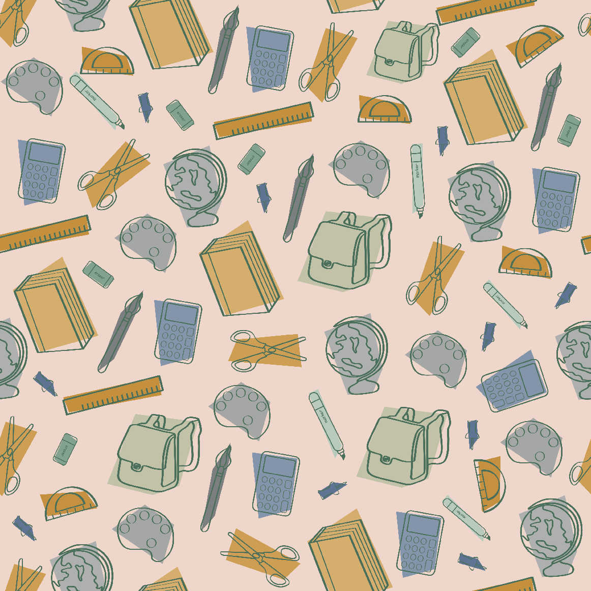Craft HTV  Back to School - School Supplies in Pastel Pattern-1