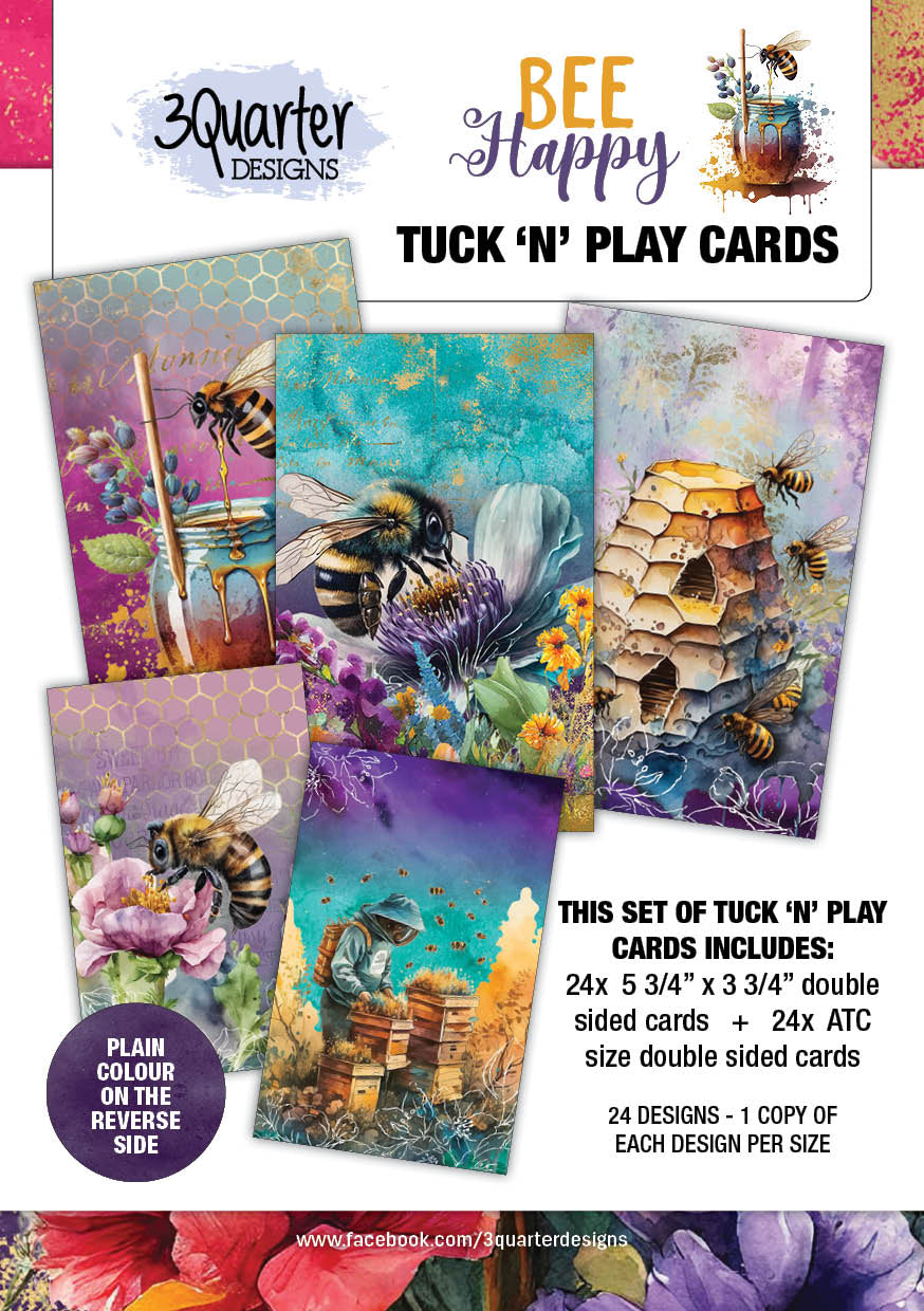 3Quarter Designs Bee Happy - Tuck N Play Cards-1