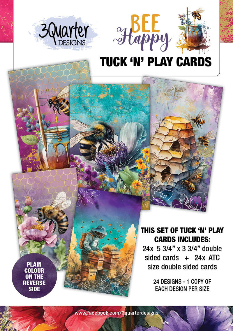 3Quarter Designs Bee Happy - Tuck N Play Cards-1