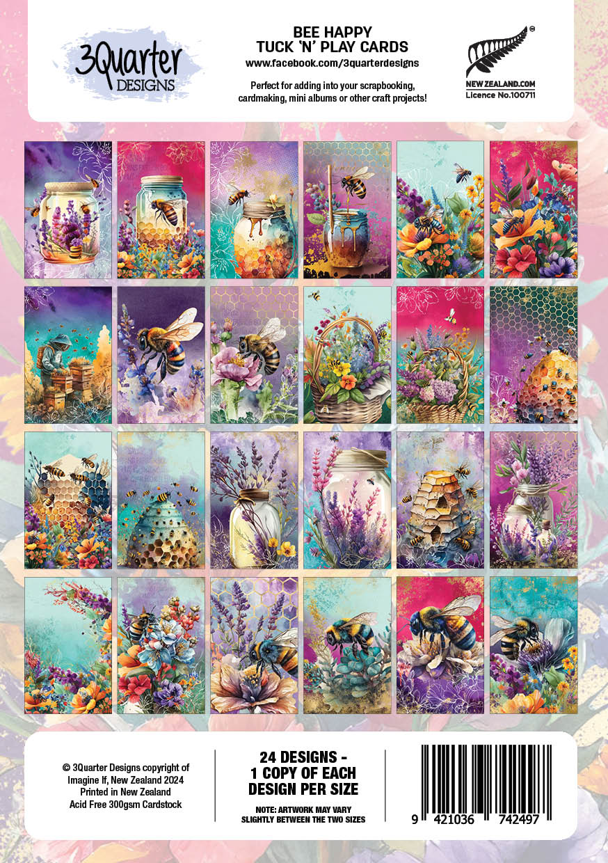 3Quarter Designs Bee Happy - Tuck N Play Cards-2