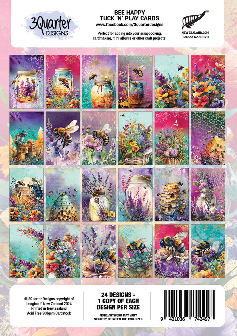3Quarter Designs Bee Happy - Tuck N Play Cards-2