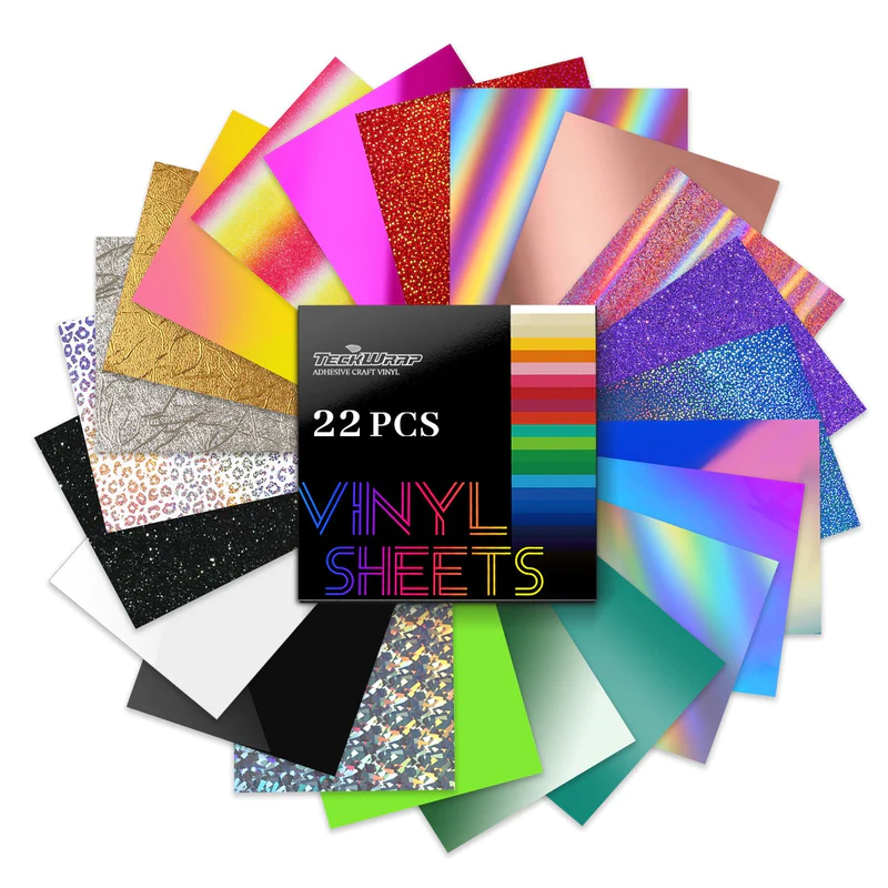 TeckWrap Adhesive Beginner Craft Vinyl Sheets Pack (22 PCS)-1