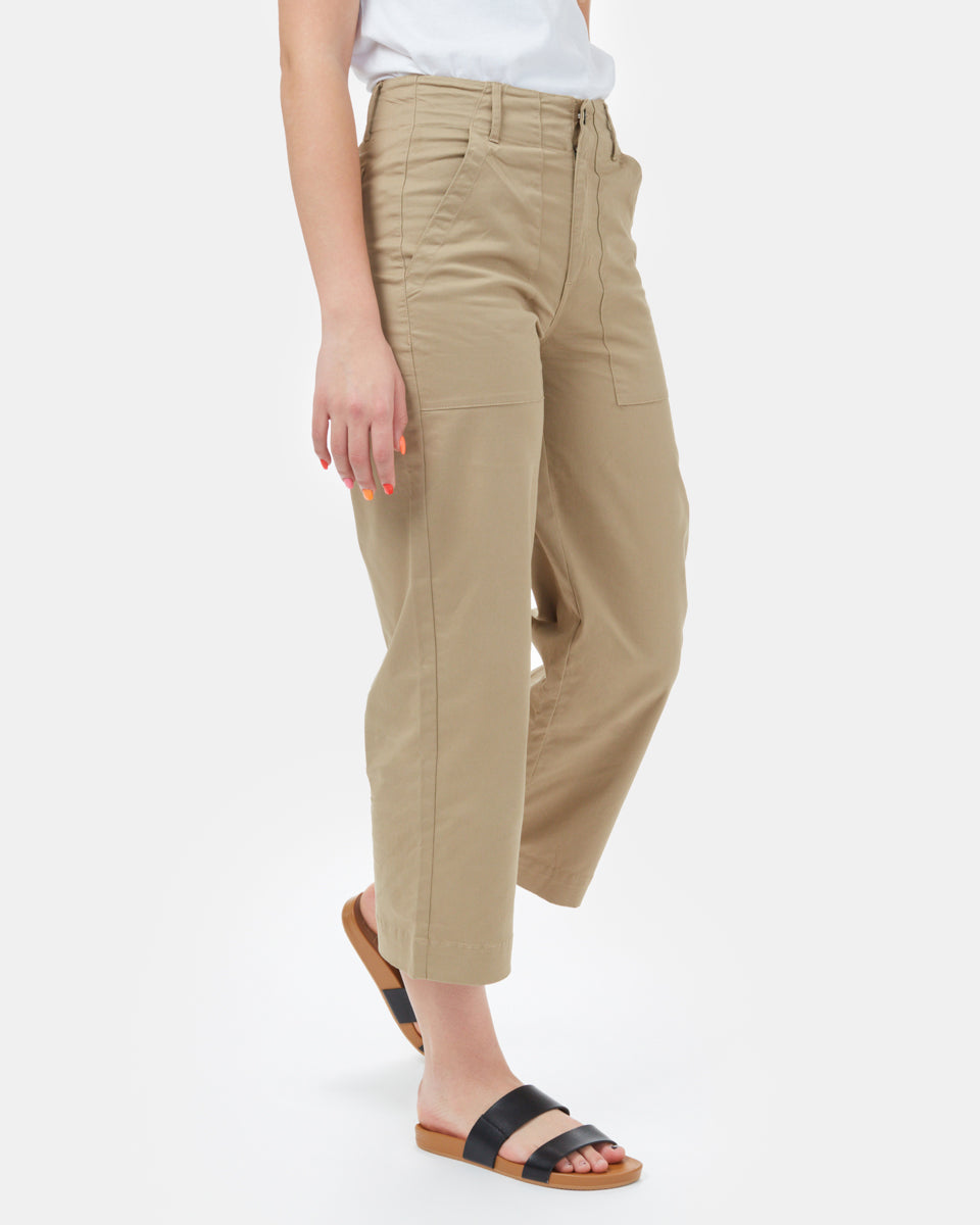Twill Cropped Wide Leg Pant-2