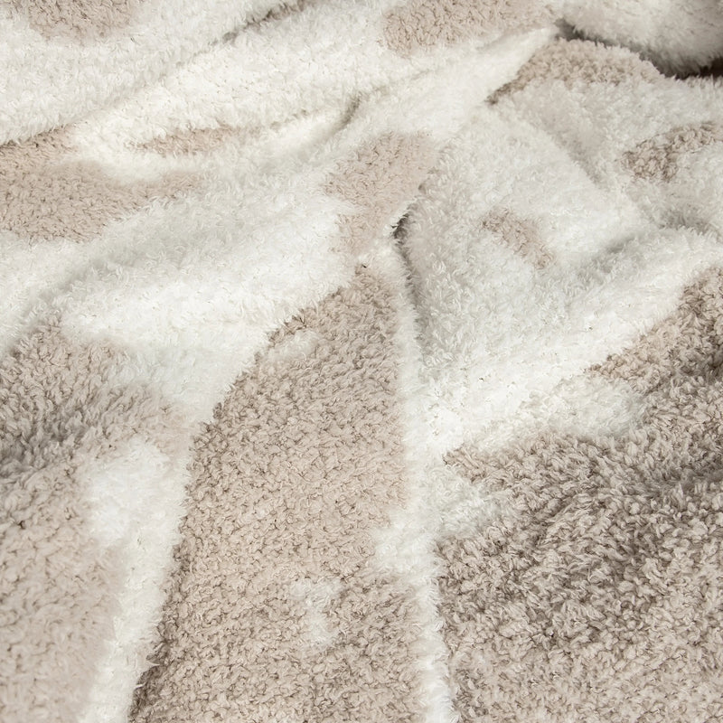 Blushing Beige & White Cow Print Toddler Blanket-6