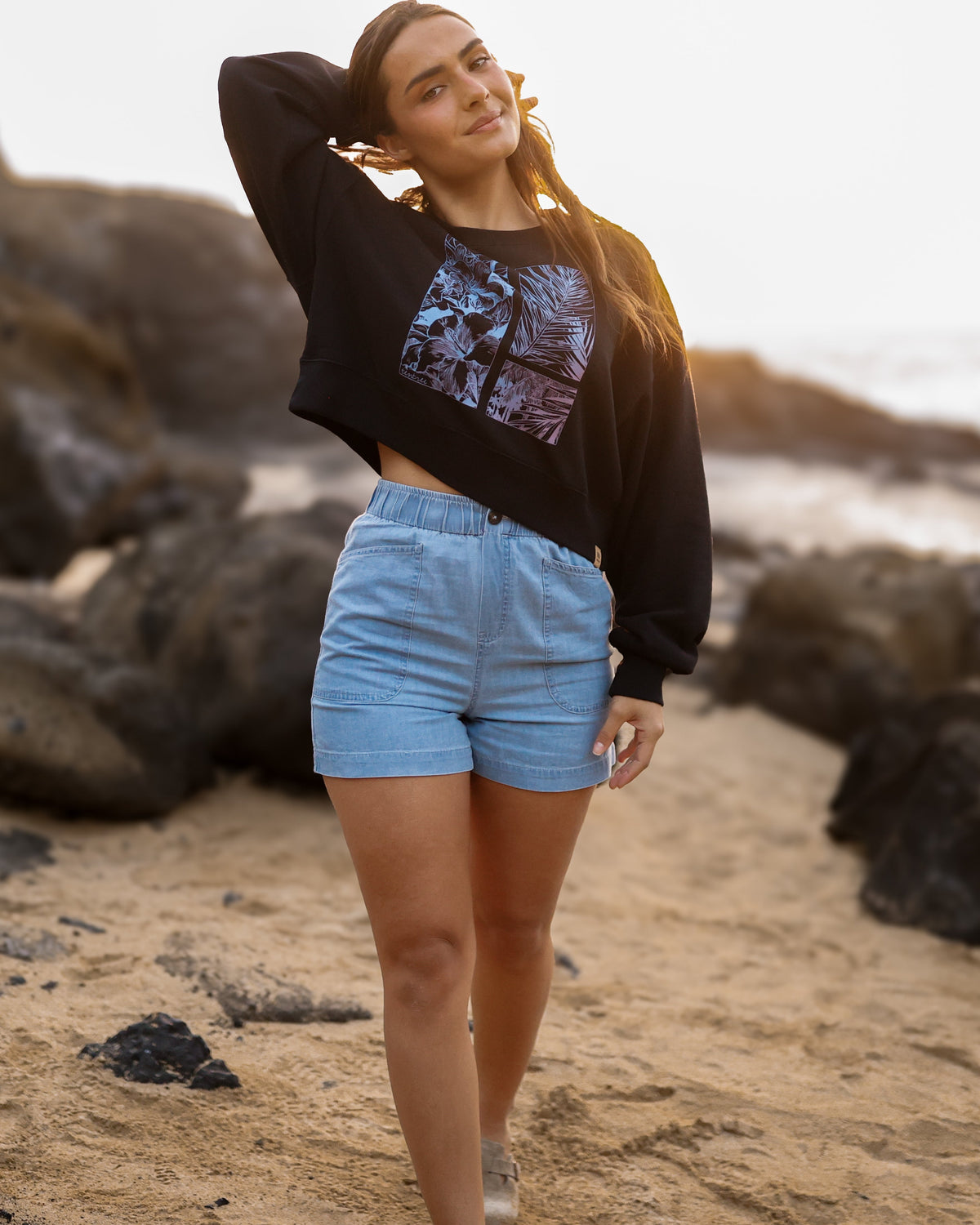 Framed Haitian Blooms Oversized Crop Crew-2