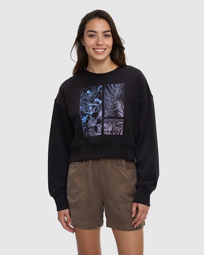 Framed Haitian Blooms Oversized Crop Crew-1