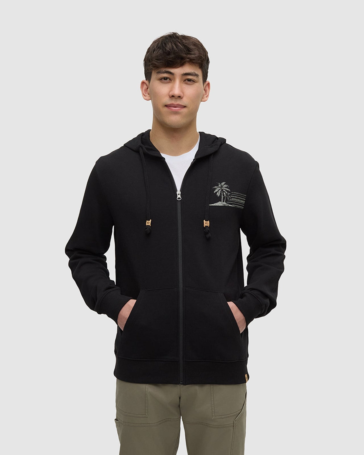 Haiti Striped Palm Zip Hoodie-1