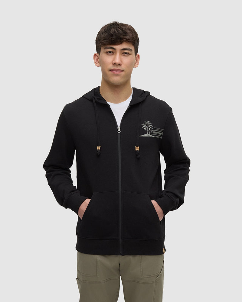 Haiti Striped Palm Zip Hoodie-1