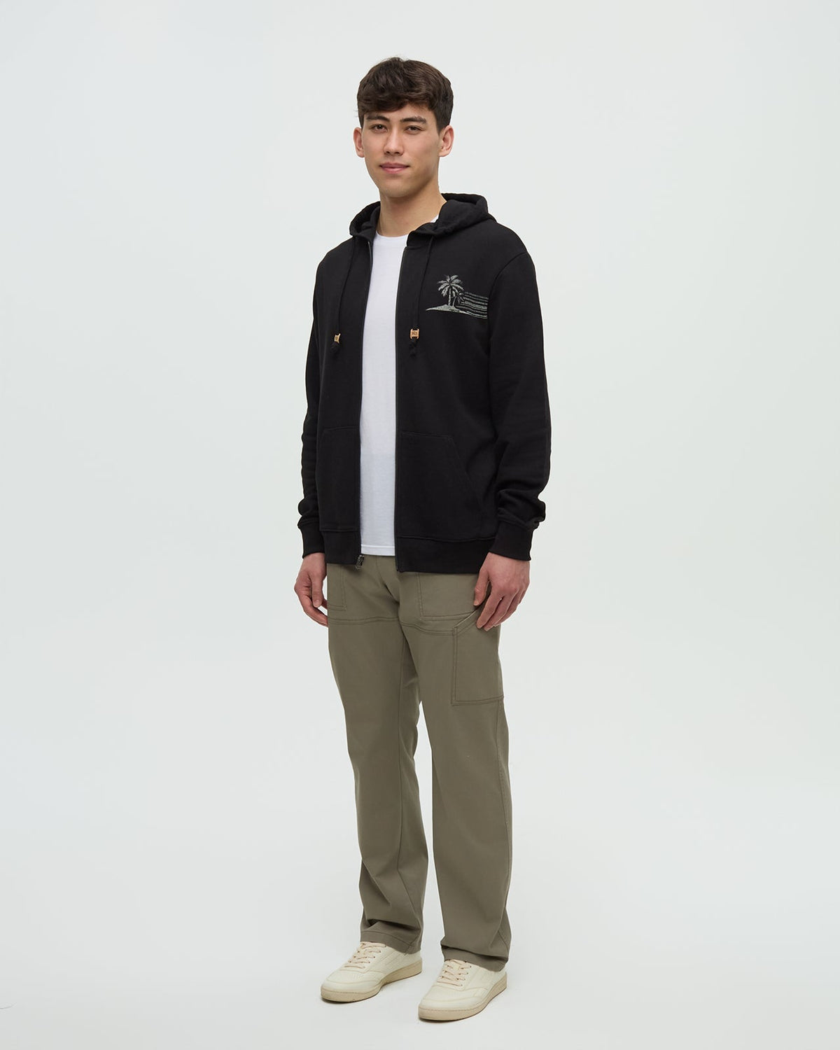 Haiti Striped Palm Zip Hoodie-2