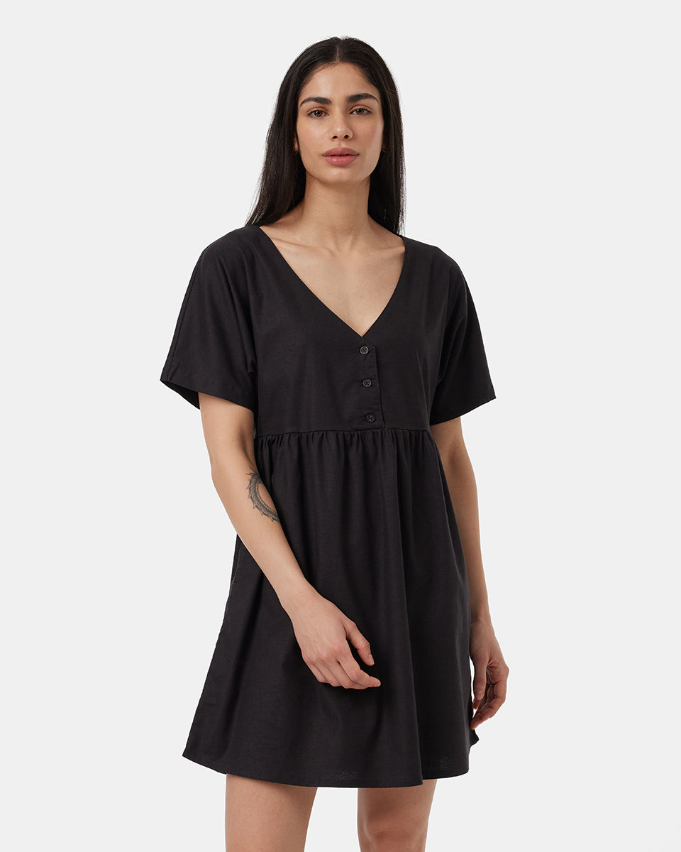 Hemp Button Front Swing Dress-2