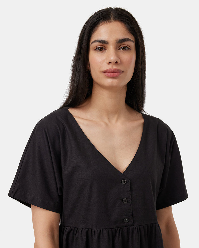 Hemp Button Front Swing Dress-4