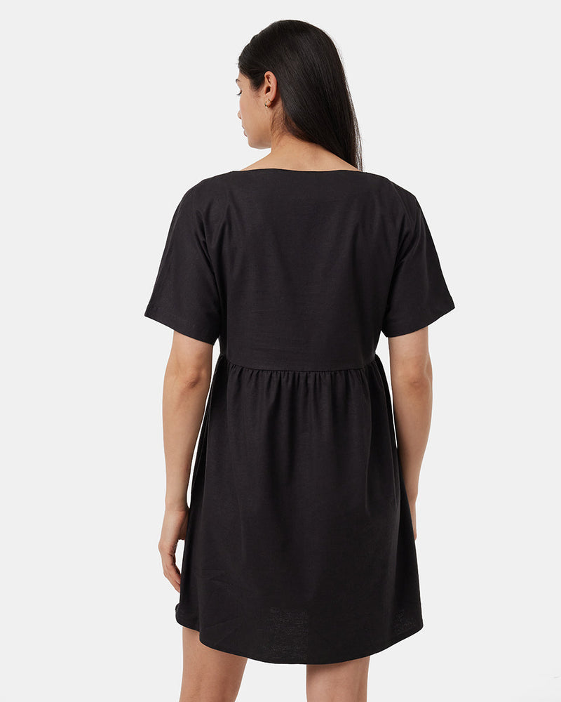 Hemp Button Front Swing Dress-3