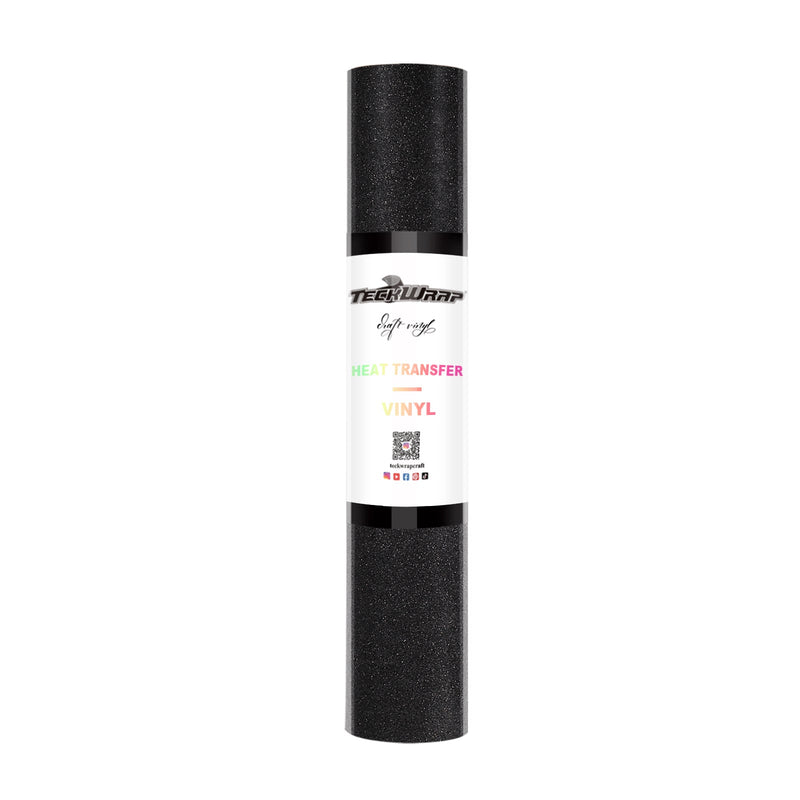 Teckwrap Glitter Heat Transfer Vinyl - Black | Durable & Sparkling Designs for Tees, Hoodies, Hats, and More!-1