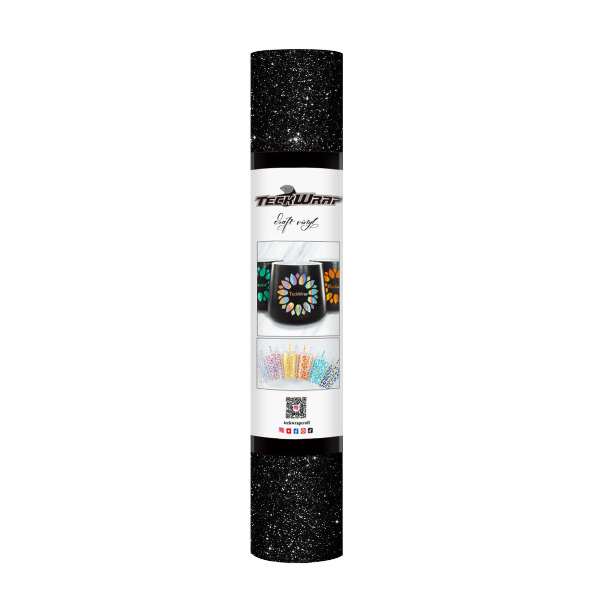 TeckWrap Glitter Adhesive Vinyl- Black | Durable & Easy-to-Cut | Perfect for Craft Projects!-1