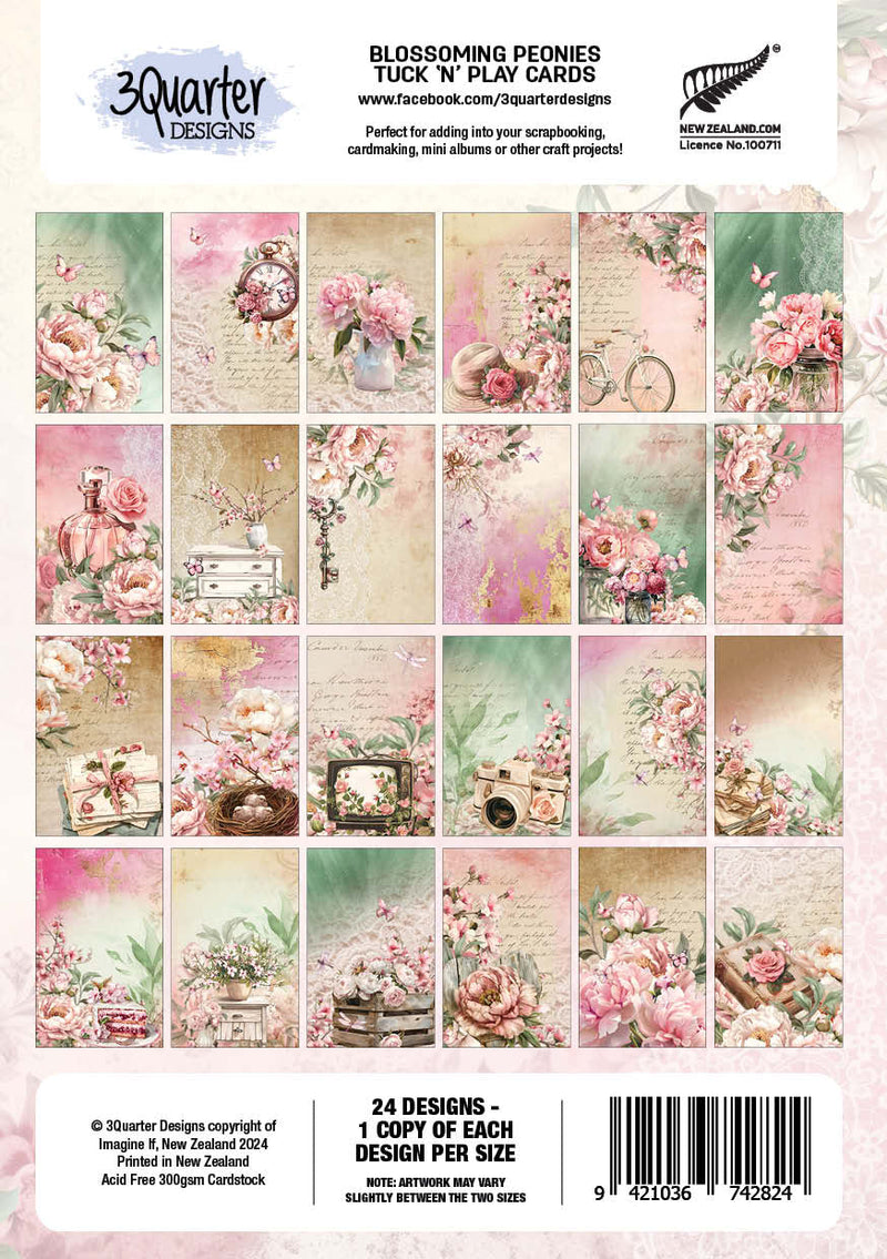 3Quarter Designs Blossoming Peonies - Tuck N Play Cards-2