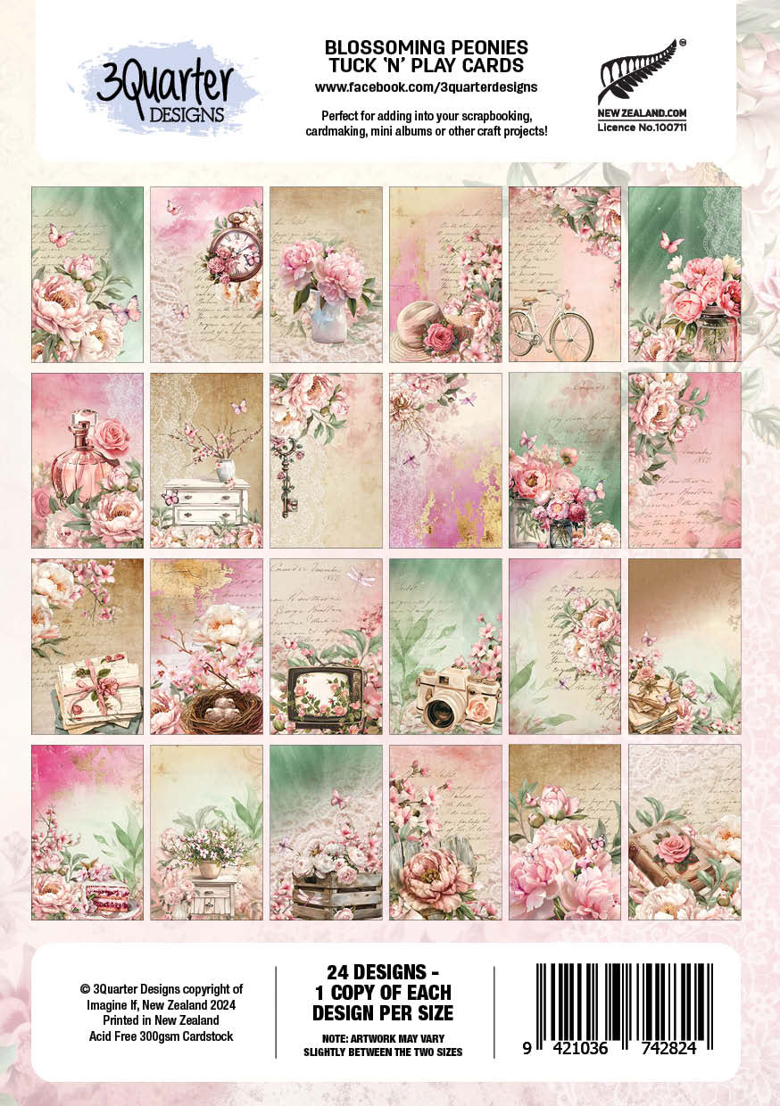 3Quarter Designs Blossoming Peonies - Tuck N Play Cards-2