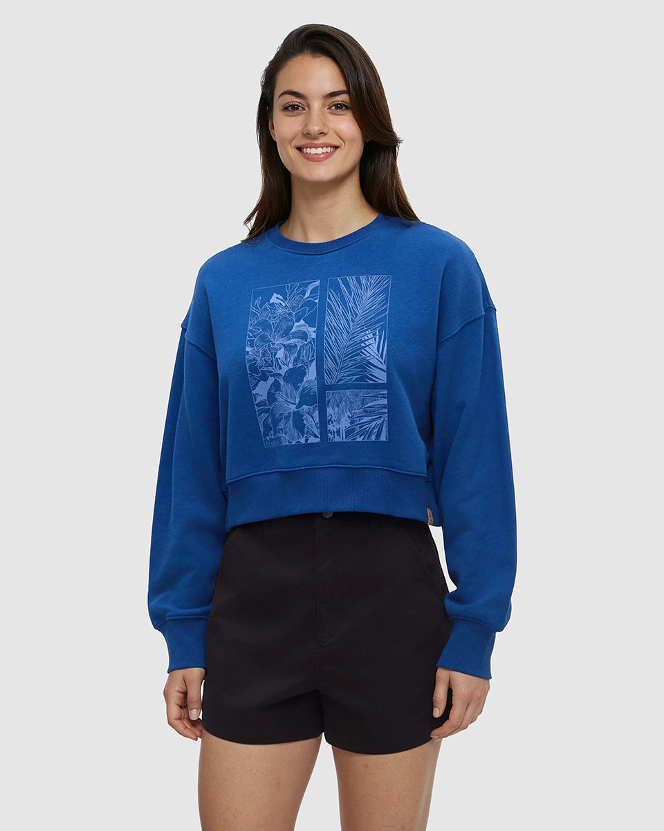 Framed Haitian Blooms Oversized Crop Crew-1