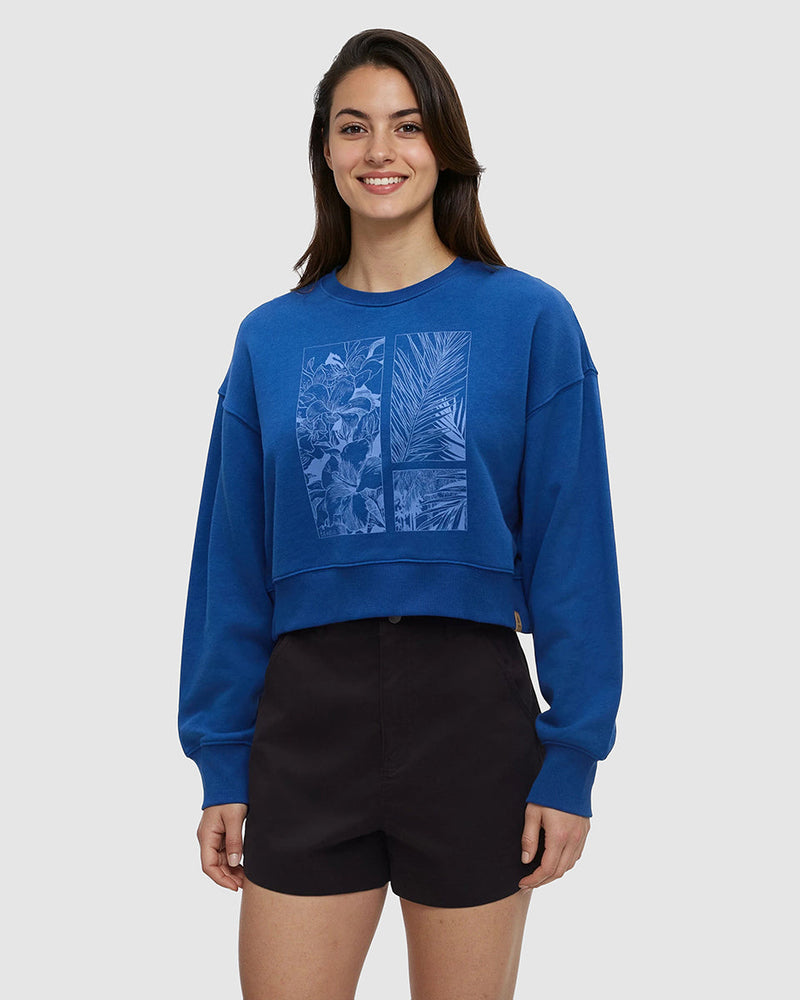 Framed Haitian Blooms Oversized Crop Crew-1